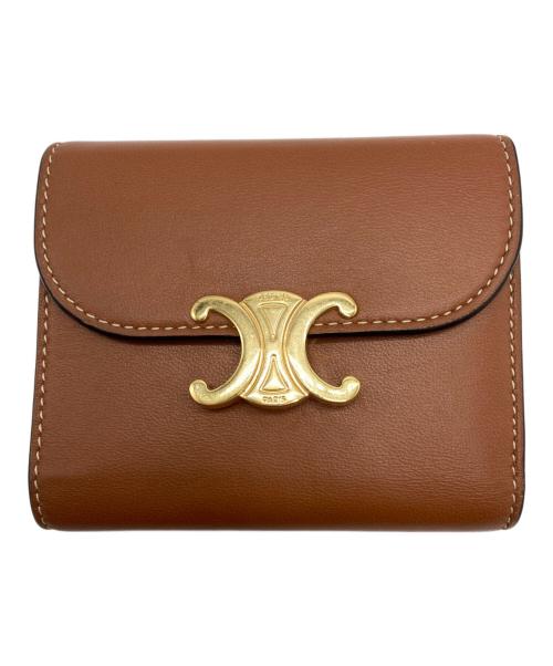 CELINE（セリーヌ）CELINE (セリーヌ) スモールフラップウォレット/トリオンフ/10D783BZG.04LU ブラウンの古着・服飾アイテム