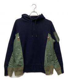 sacai（サカイ）の古着「Sponge Sweat x Nylon Twill Hoodie/SCM-057」｜ネイビーグリーン