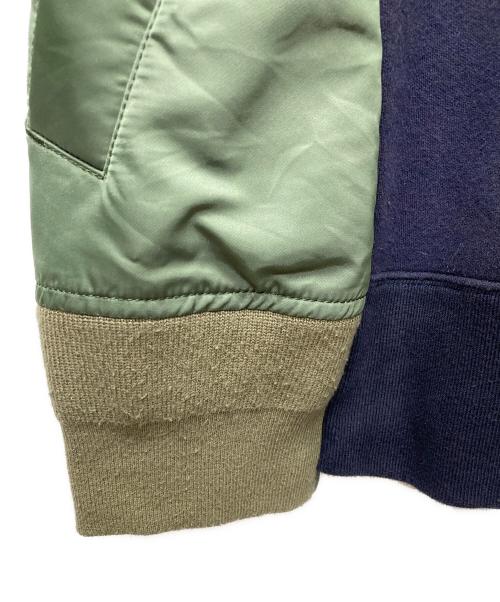 sacai（サカイ）sacai (サカイ) Sponge Sweat x Nylon Twill Hoodie/SCM-057 ネイビーグリーン サイズ:１の古着・服飾アイテム