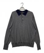 A.PRESSEアプレッセ）の古着「High Gauge L/S Striped Polo Shirts/24SAP-03-05K」｜ネイビー