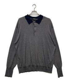 A.PRESSE（アプレッセ）の古着「High Gauge L/S Striped Polo Shirts/24SAP-03-05K」｜ネイビー