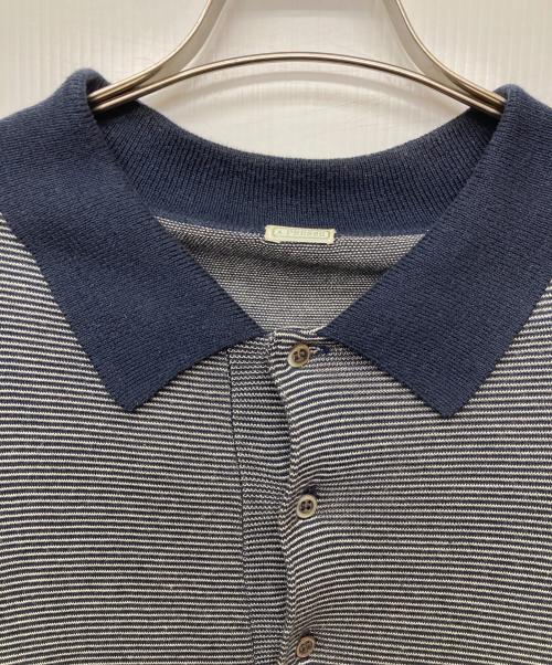 A.PRESSE（アプレッセ）A.PRESSE (アプレッセ) High Gauge L/S Striped Polo Shirts/24SAP-03-05K ネイビー サイズ:3の古着・服飾アイテム