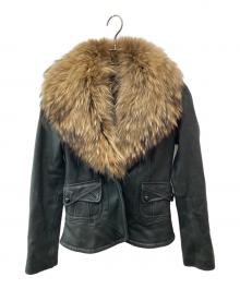 mackage（マッカージュ）の古着「ファー付きレザージャケット」｜ブラック