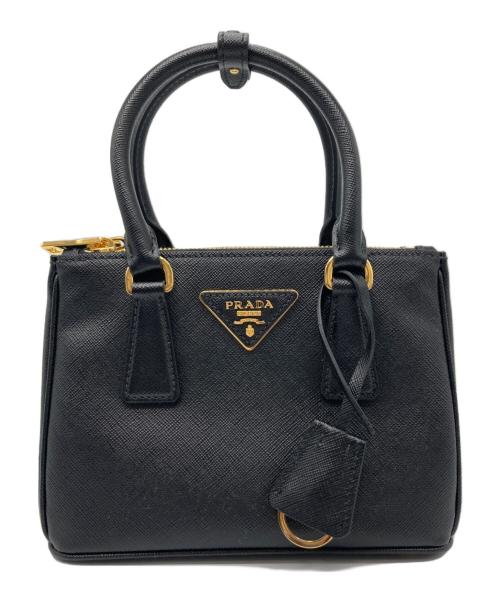 PRADA（プラダ）PRADA (プラダ) ガレリア サフィアーノレザー ミニバッグ ブラックの古着・服飾アイテム