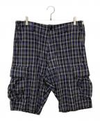 stussyステューシー）の古着「チェックハーフパンツ」｜ブラック