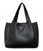 PRADAプラダ）の古着「スモールレザーハンドバック/ヴィッテロダイノ」｜ブラック