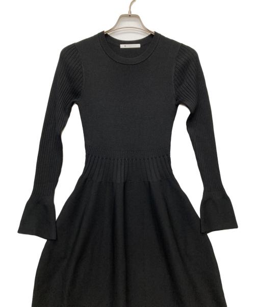 HARUNOBUMURATA（ハルノブ ムラタ）HARUNOBUMURATA (ハルノブ ムラタ) PLST (プラステ) フレアニットワンピース/12-5405090 ブラック サイズ:Ｍの古着・服飾アイテム