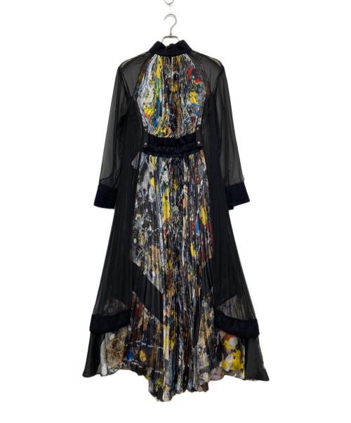 sacai（サカイ）sacai (サカイ) Jackson Pollock Studio (ジャクソンポロックスタジオ) グラフィックプリーツ ワンピース ブラック サイズ:2の古着・服飾アイテム
