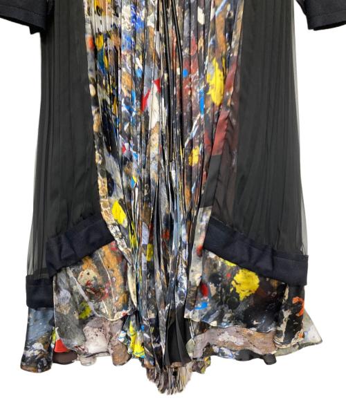 sacai（サカイ）sacai (サカイ) Jackson Pollock Studio (ジャクソンポロックスタジオ) グラフィックプリーツ ワンピース ブラック サイズ:2の古着・服飾アイテム