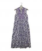 ne quittez pasヌキテパ）の古着「Dobby Stripe Damask Print Embroidery Sleeveless Dress/010541ZT1」｜パープル