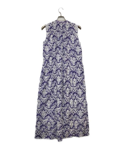 ne quittez pas（ヌキテパ）ne quittez pas (ヌキテパ) Dobby Stripe Damask Print Embroidery Sleeveless Dress/010541ZT1 パープル サイズ:Ｍの古着・服飾アイテム