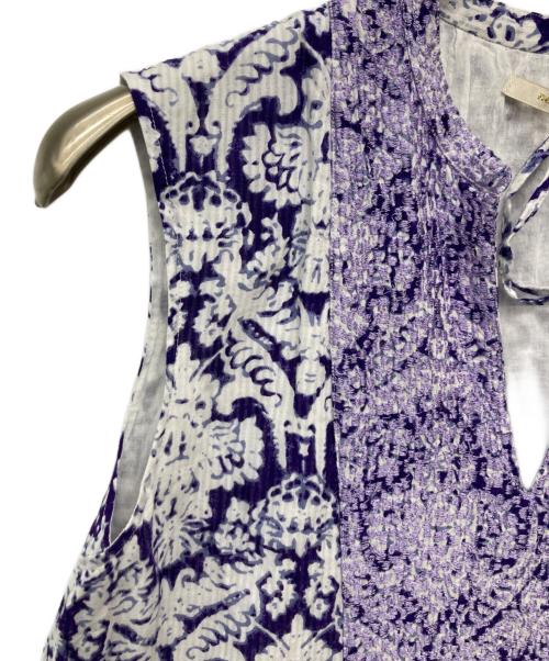 ne quittez pas（ヌキテパ）ne quittez pas (ヌキテパ) Dobby Stripe Damask Print Embroidery Sleeveless Dress/010541ZT1 パープル サイズ:Ｍの古着・服飾アイテム