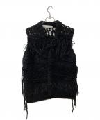 TAO COMME des GARCONSタオ コムデギャルソン）の古着「ウールナイロンフリンジニットベスト」｜ブラック