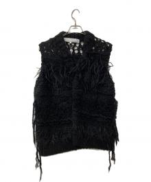 TAO COMME des GARCONS（タオ コムデギャルソン）の古着「ウールナイロンフリンジニットベスト」｜ブラック
