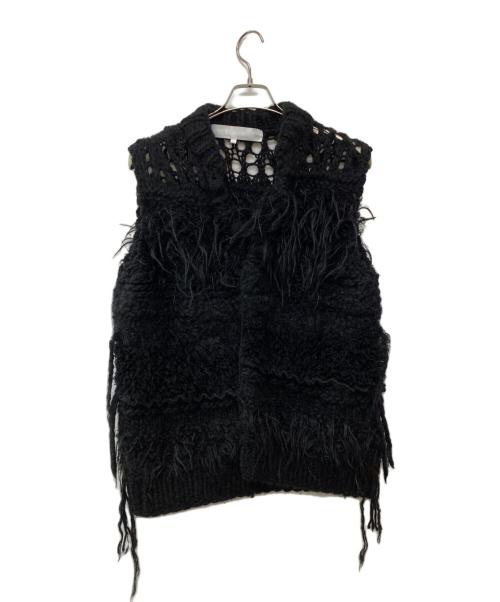 TAO COMME des GARCONS（タオ コムデギャルソン）TAO COMME des GARCONS (タオ コムデギャルソン) ウールナイロンフリンジニットベスト ブラック サイズ:Sの古着・服飾アイテム