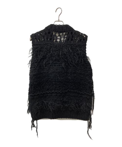 TAO COMME des GARCONS（タオ コムデギャルソン）TAO COMME des GARCONS (タオ コムデギャルソン) ウールナイロンフリンジニットベスト ブラック サイズ:Sの古着・服飾アイテム