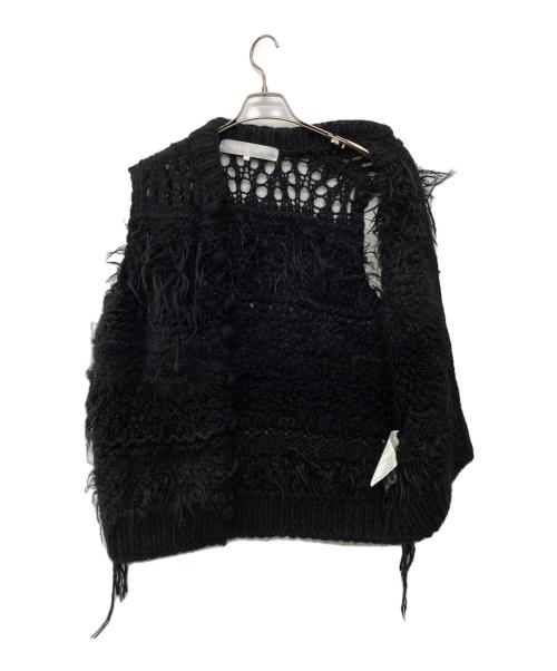 TAO COMME des GARCONS（タオ コムデギャルソン）TAO COMME des GARCONS (タオ コムデギャルソン) ウールナイロンフリンジニットベスト ブラック サイズ:Sの古着・服飾アイテム