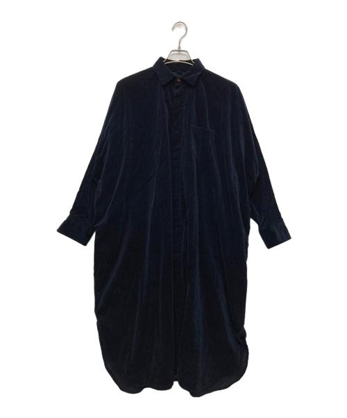 45R（フォーティファイブ・アール）45R (フォーティファイブ・アール) コーデュロイシャツワンピース ネイビーの古着・服飾アイテム