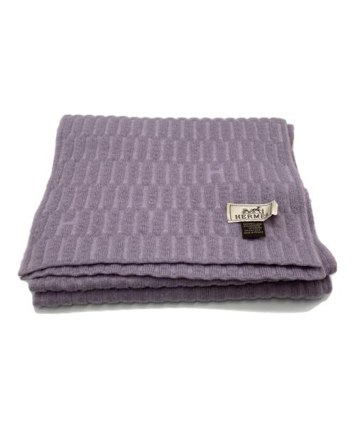 HERMES（エルメス）HERMES (エルメス) ウールカシミヤマフラー パープルの古着・服飾アイテム