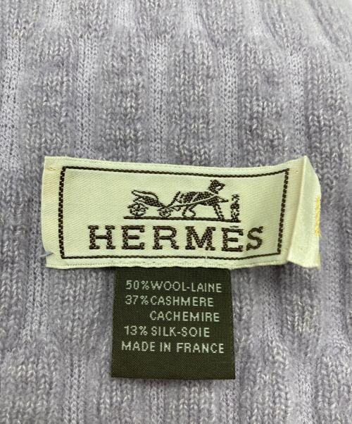 HERMES（エルメス）HERMES (エルメス) ウールカシミヤマフラー パープルの古着・服飾アイテム