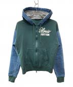 LOUIS VUITTONルイ ヴィトン）の古着「ハイブリッドデニム切り替えジップアップパーカー」｜グリーン