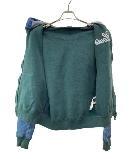 LOUIS VUITTON（ルイ ヴィトン）LOUIS VUITTON (ルイ ヴィトン) ハイブリッドデニム切り替えジップアップパーカー グリーン サイズ:XSの古着・服飾アイテム