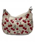 COACHコーチ）の古着「テリ ホーボー バッグ・チェリー プリント/CY696」｜ベージュ×レッド