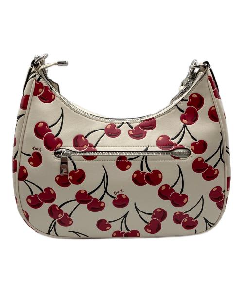 COACH（コーチ）COACH (コーチ) テリ ホーボー バッグ・チェリー プリント/CY696 ベージュ×レッドの古着・服飾アイテム