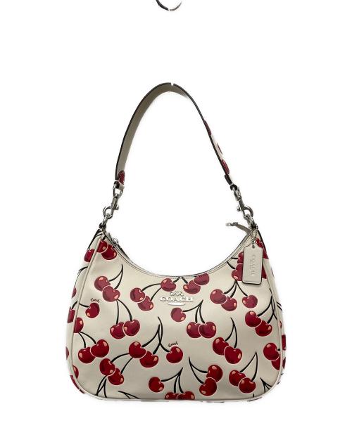 COACH（コーチ）COACH (コーチ) テリ ホーボー バッグ・チェリー プリント/CY696 ベージュ×レッドの古着・服飾アイテム