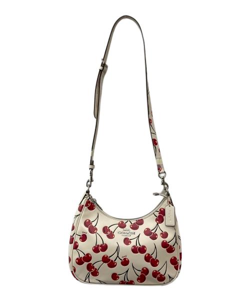 COACH（コーチ）COACH (コーチ) テリ ホーボー バッグ・チェリー プリント/CY696 ベージュ×レッドの古着・服飾アイテム