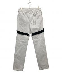 JOHN LAWRENCE SULLIVAN（ジョン ローレンス サリバン）の古着「STRAP DENIM PANTS/2B013-0321-28」｜ホワイト