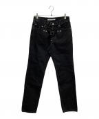 JOHN LAWRENCE SULLIVANジョン ローレンス サリバン）の古着「FRONT SIDE BELTED DENIM PANTS/2B007-0320-34」｜ブラック