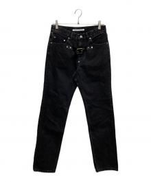JOHN LAWRENCE SULLIVAN（ジョン ローレンス サリバン）の古着「FRONT SIDE BELTED DENIM PANTS/2B007-0320-34」｜ブラック
