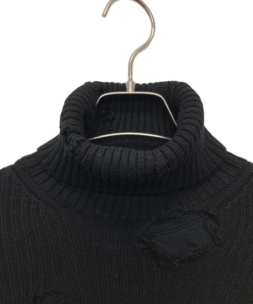 BALENCIAGA（バレンシアガ）BALENCIAGA (バレンシアガ) デストロイ加工タートルネックニットセーター/662720 T3209 ブラック サイズ:XSの古着・服飾アイテム