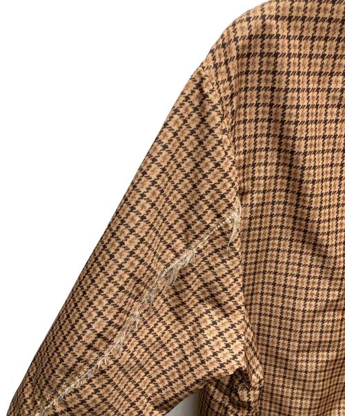 YSTRDY'S TMRRW（イエスタデイズトゥモロウ）YSTRDY'S TMRRW (イエスタデイズトゥモロウ) ガンクラブチェック柄ステンカラーコート ブラウン サイズ:Lの古着・服飾アイテム