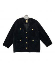 journal standard L'essage（ジャーナルスタンダード レサージュ）の古着「ベロアキルティングVネックブルゾン/22011370020030」｜ブラック