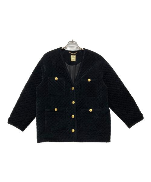journal standard L'essage（ジャーナルスタンダード レサージュ）journal standard L'essage (ジャーナルスタンダード レサージュ) ベロアキルティングVネックブルゾン/22011370020030 ブラック サイズ:記載無しの古着・服飾アイテム
