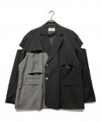 seytoセイト）の古着「カットデザインストライプテーラードジャケット」｜ブラック