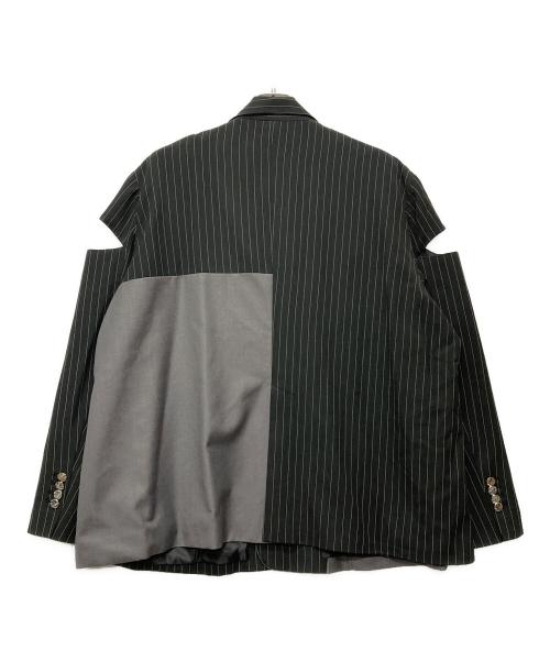 seyto（セイト）seyto (セイト) カットデザインストライプテーラードジャケット ブラック サイズ:2 未使用品の古着・服飾アイテム