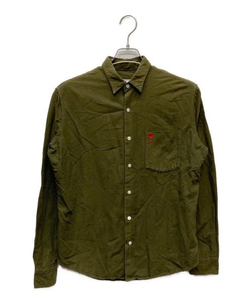 AMI PARIS（アミ パリス）AMI PARIS (アミ パリス) Ami De Coeur エンボス ボクシー シャツ/A18C1400406 グリーン サイズ:３７の古着・服飾アイテム