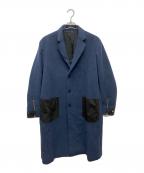 CoSTUME NATIONAL HOMMEコスチューム ナショナル オム）の古着「ポケットレザーウールコート」｜ネイビー