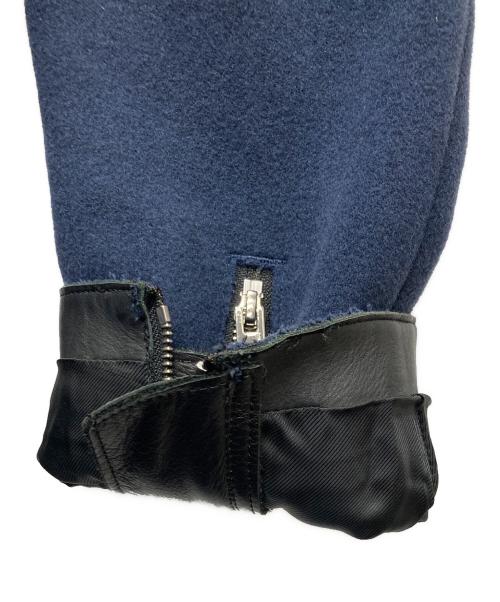 CoSTUME NATIONAL HOMME（コスチューム ナショナル オム）CoSTUME NATIONAL HOMME (コスチューム ナショナル オム) ポケットレザーウールコート ネイビー サイズ:48の古着・服飾アイテム