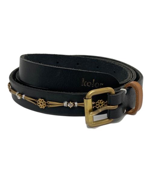 KOLOR（カラー）KOLOR (カラー) ナローレザースタッズベルト ブラックの古着・服飾アイテム
