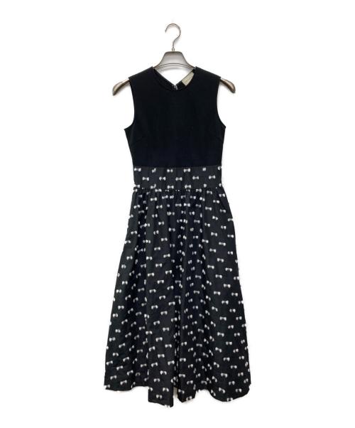 UNITED ARROWS（ユナイテッドアローズ）UNITED ARROWS (ユナイテッドアローズ) リボン カットジャカード コンビ ワンピース/1526-162-3830 ブラック サイズ:36の古着・服飾アイテム