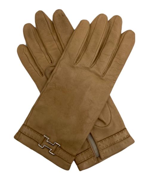 HERMES（エルメス）HERMES (エルメス) Ｈ金具レザーグローブ ベージュ サイズ:7 1/2の古着・服飾アイテム