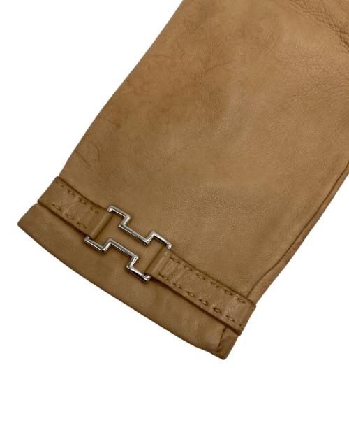 HERMES（エルメス）HERMES (エルメス) Ｈ金具レザーグローブ ベージュ サイズ:7 1/2の古着・服飾アイテム