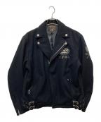 VANSON×CROWSバンソン×クローズ）の古着「武装戦線ウール ダブルライダースジャケット」｜ブラック