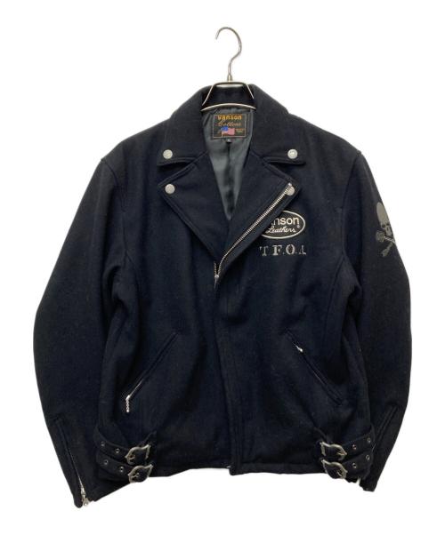 VANSON（バンソン）VANSON (バンソン) CROWS (クローズ) 武装戦線ウール ダブルライダースジャケット ブラック サイズ:XLの古着・服飾アイテム