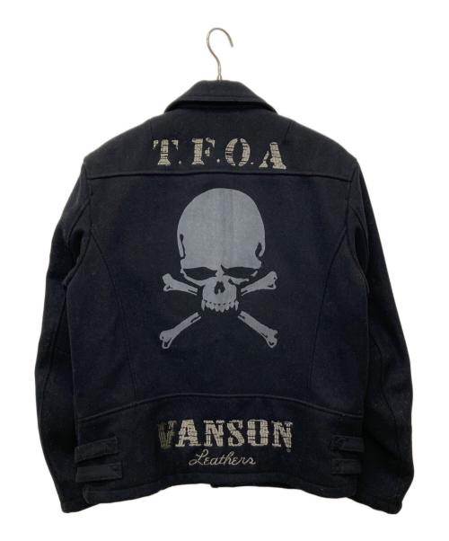 VANSON（バンソン）VANSON (バンソン) CROWS (クローズ) 武装戦線ウール ダブルライダースジャケット ブラック サイズ:XLの古着・服飾アイテム