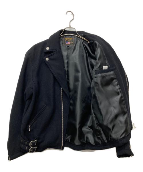 VANSON（バンソン）VANSON (バンソン) CROWS (クローズ) 武装戦線ウール ダブルライダースジャケット ブラック サイズ:XLの古着・服飾アイテム